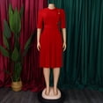 thumbnail image 4 of AURA Plus Size Women Pleated High Waist Midi Dress Half Turtleneck Button Elegant Autumn Dress, 4 of 8