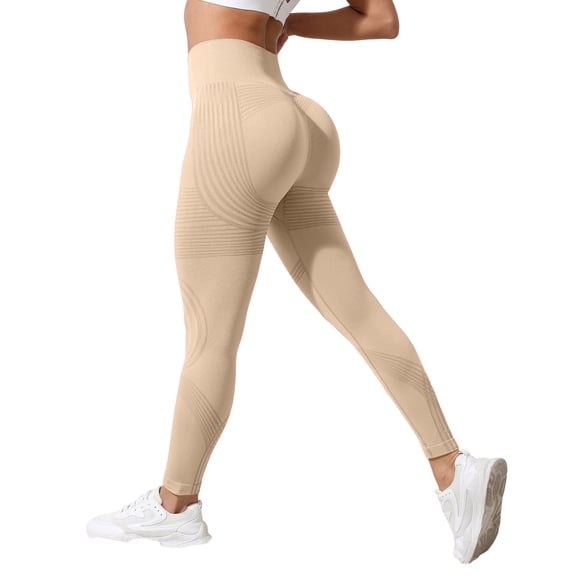 Resivox Women's High Waisted Seamless Yoga Pants - Sculpting Fit with Tummy Control, High Waist Leggings for Workouts & Casual Wear, Soft Stretchy Fabric Beige XL