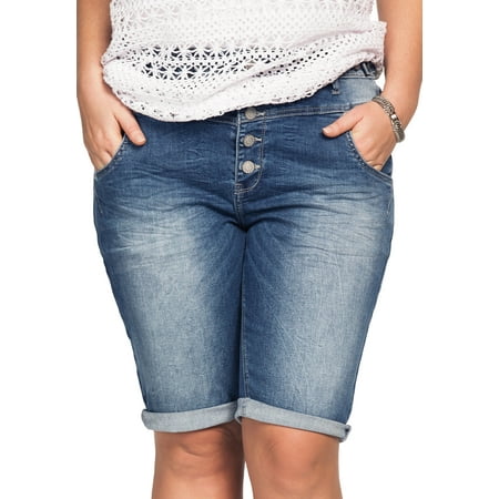 Ellos Plus Size Bermuda Denim Shorts