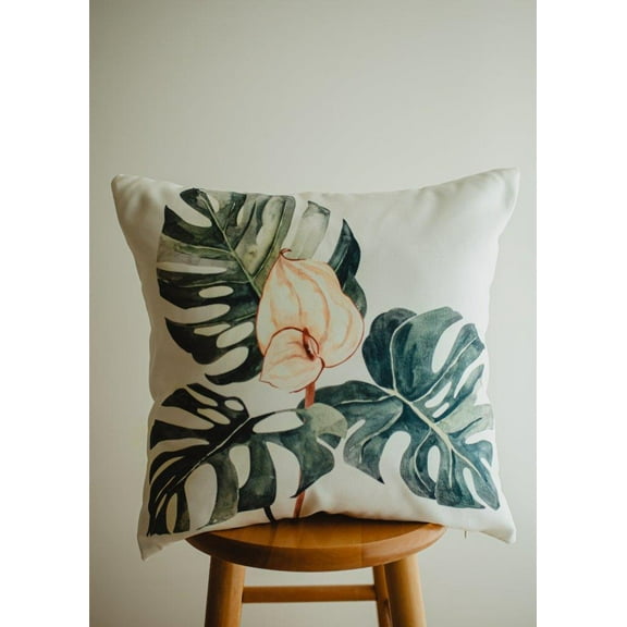 Greenery with Pink Floral | Modern Home Decor | Mud-Cloth Pillow | Luxury Decor | Elegant Luxury Decor | Floral Decor | Room Decor