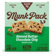 Munk Pack 1g SugarChewy Granola Bars Gluten-Free, Almond Butter Cocoa Chip, Box, 4 Count