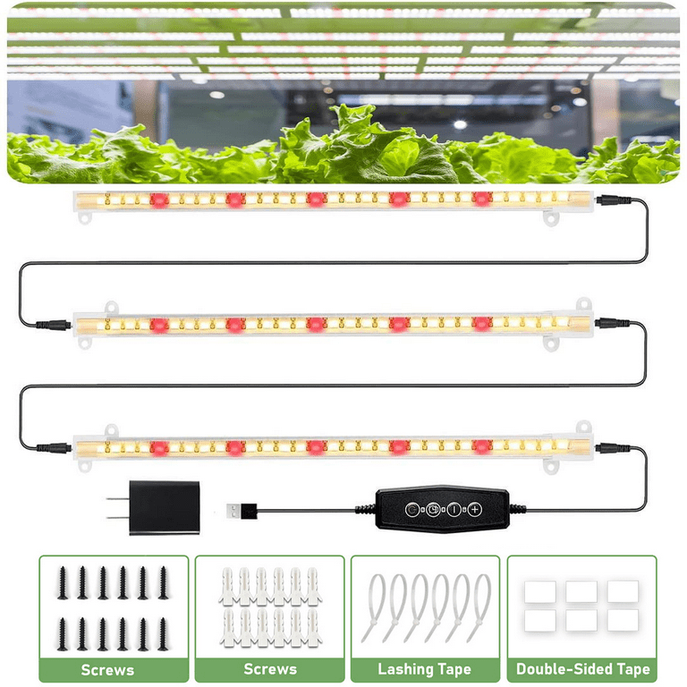 One Usb With 2/3 Bars Led Grow Light Strips 3500k + Red Full
