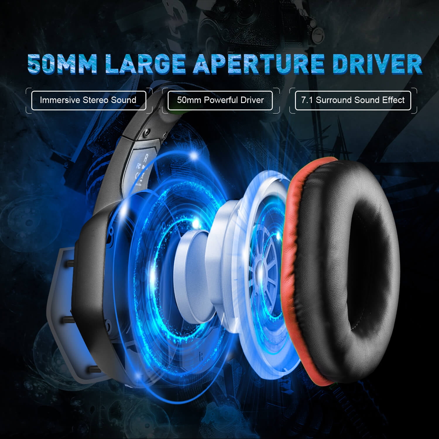 EKSA Wired Headset Gamer 7.1 Surround/Stereo Gaming Headphones for PC/Xbox/PS4/PS5 with ENC