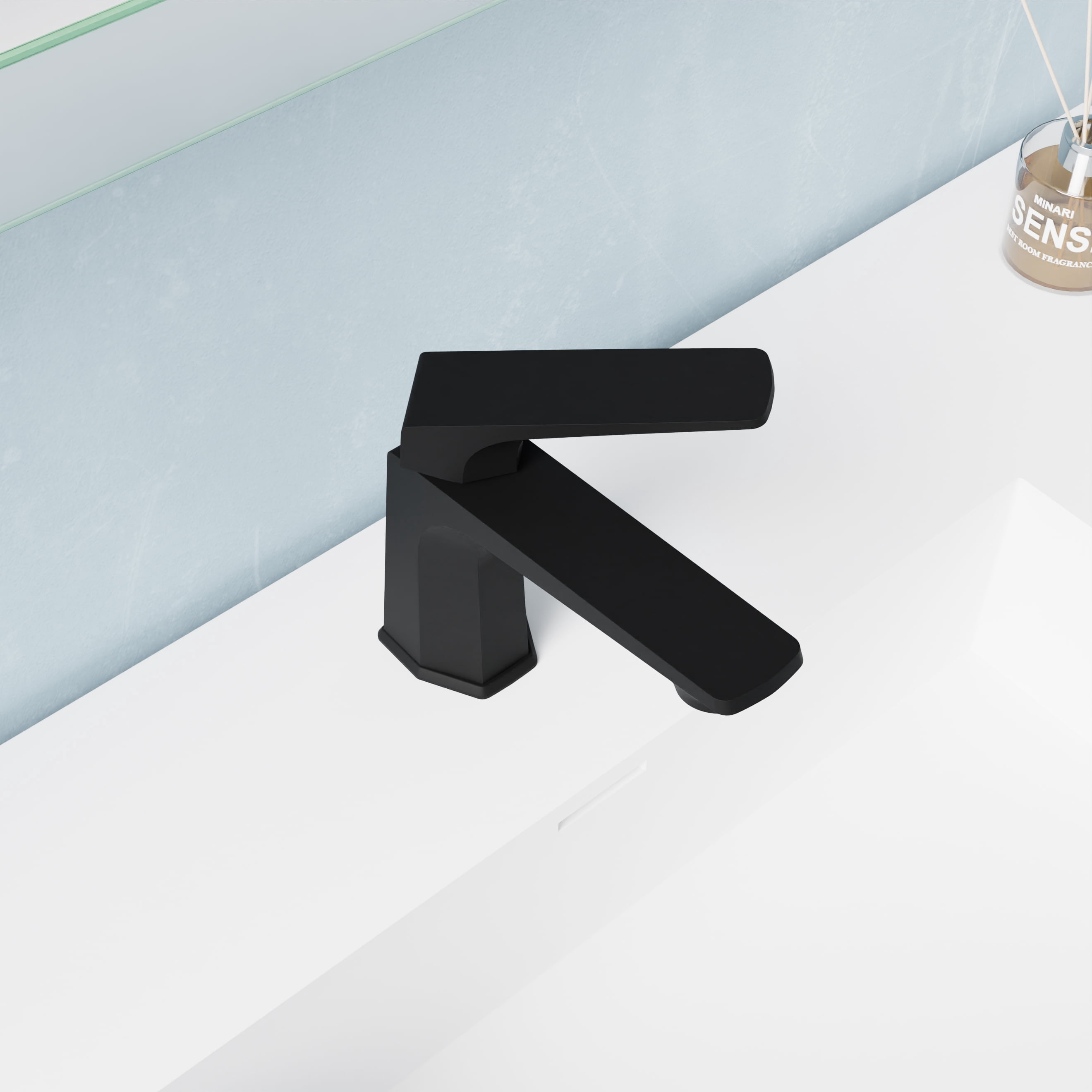 ANZZI Single Handle Single Hole Bathroom Faucet With Pop-up Drain in Matte Black