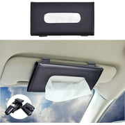 Ristow Car Tissue Holder, 2 Pack Car Visor Tissue Holder PU Leather Tissue Holder for Car, with 2 Pack Glasses Holders