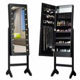 thumbnail image 1 of Gymax Full Length Mirror Jewelry Organizer Vanity Box with 18 LED Lights, Black, 1 of 7