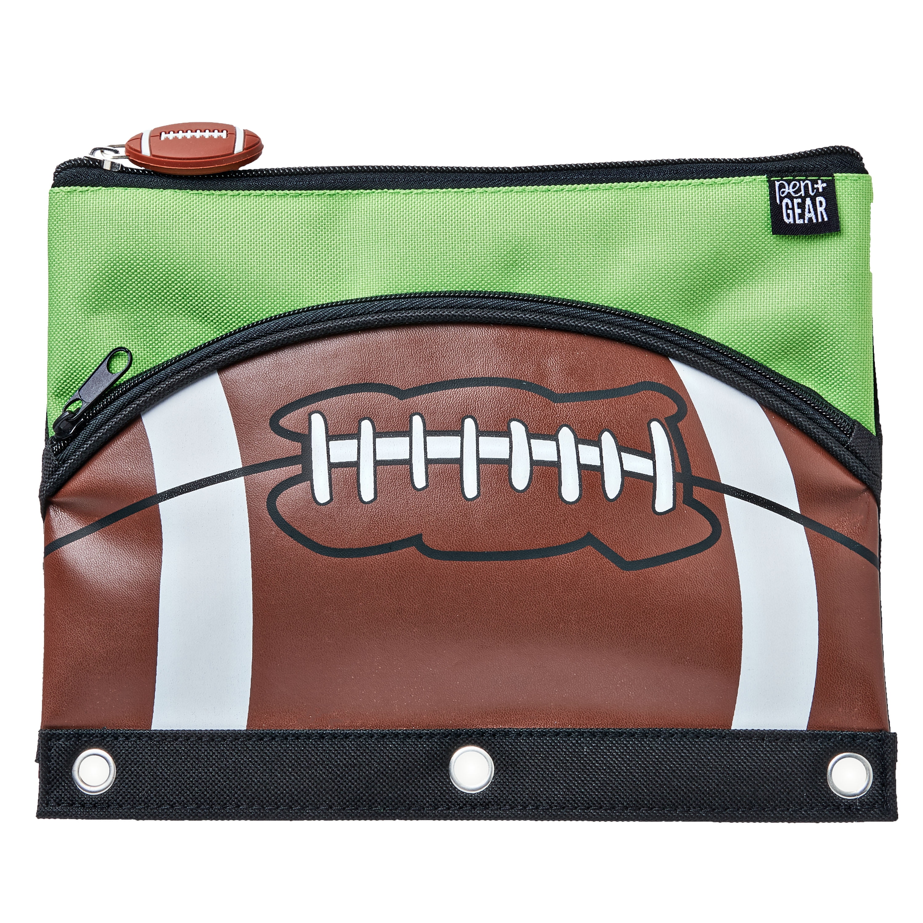 School Supplies Sports 9.375 x 6.375 in Football and Basketball Zipper Binder Pouches Back-to-School Pencil Pouch for 3-Ring Binder Set of 2 