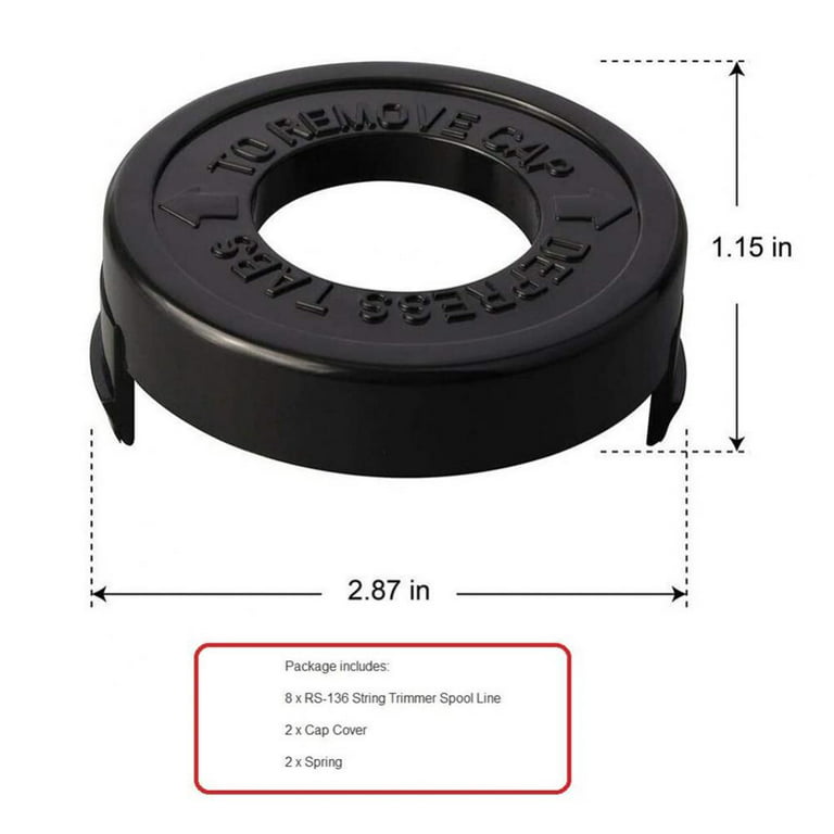 Weed Eater Spool Compatible with Black+Decker RS136 0.65 Inch Line String  Trimmer Generic Autofeed System Replacement Spool (1 Spool,1 Cap,1 Spring)