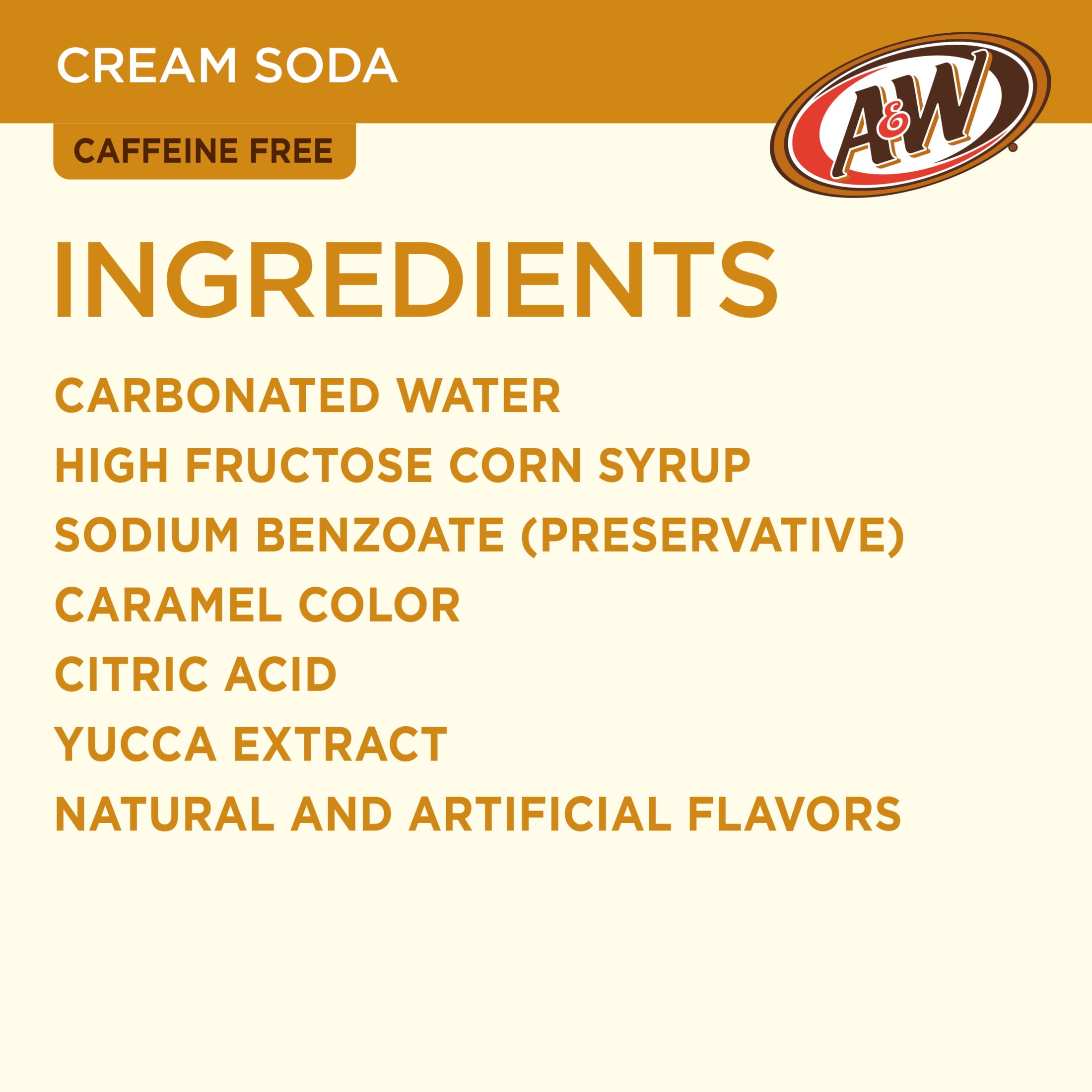 A&W Cream Soda Pop, 16.9 fl oz, 6 Pack Bottles