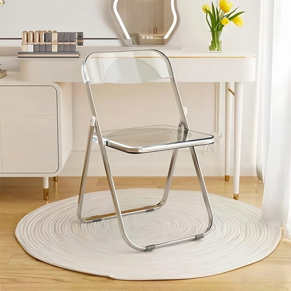 HDHNBA Indoor Outdoor Acrylic Space Saving Folding Chairs 300 LBS Weight Capacity, Set of 6, Transparent