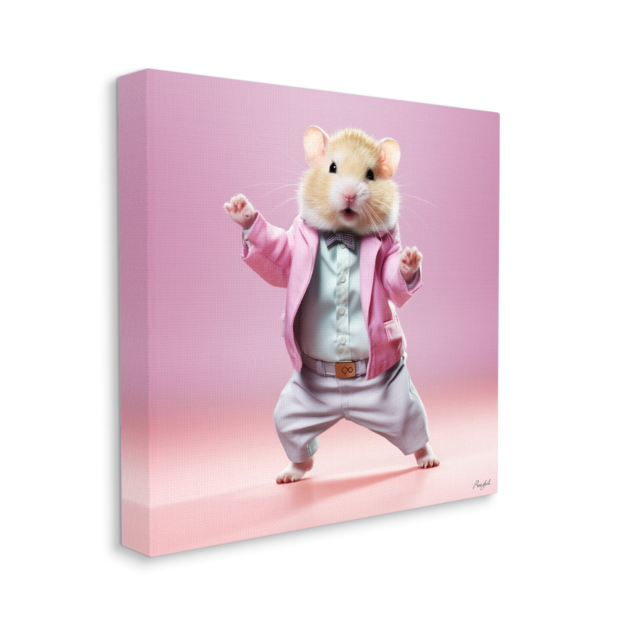 Stupell Industries Dancing Hamster Portrait Animals & Insects Painting Gallery Wrapped Canvas Art Print Wall Art, 30 x 30