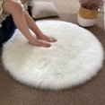 thumbnail image 2 of Round Fur Rugs For Bedroom Living Room Floor Shaggy Plush Soft Faux Sheepskin Carpet White Home Floor Mat Area Rug Bedside Rugs, 2 of 5