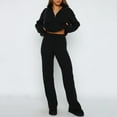 thumbnail image 4 of WRKEKC Lounge Sets for Women, 2 Piece Sets for Women Cozy Knit Long Sleeve Half-Zip Crew Neck Top and Casual Wide Leg Pants Set for Fall, 4 of 9