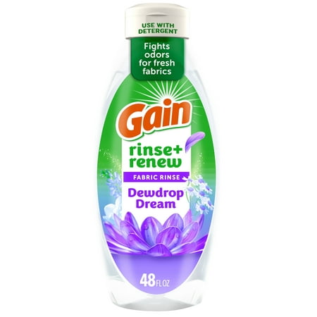 Gain Rinse and Renew Fabric Softener Rinse, Odor Fighter, Dewdrop Dream, 48 fl oz