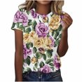 thumbnail image 2 of Pisexur Hauts de Printemps pour Femmes, Pull Décontracté à Manches Courtes Imprimé, Col Rond, Blouses Habillées Décontractées pour Femmes, Gris, 2TG, 2 of 2