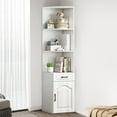 thumbnail image 7 of Lorelo Tall Corner Cabinet, Sofa Side Corner Storage Stand, Triangle Corner Hutch with Drawer and with Barn Door Design, Corner Bookcase for Bathroom, Living Room, Office, 7 of 7
