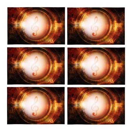 

MKHERT Abstract Ancient Mayan Calendar and Music Clef with Space Stars Placemats Table Mats for Dining Room Kitchen Table Decoration 12x18 inch Set of 6