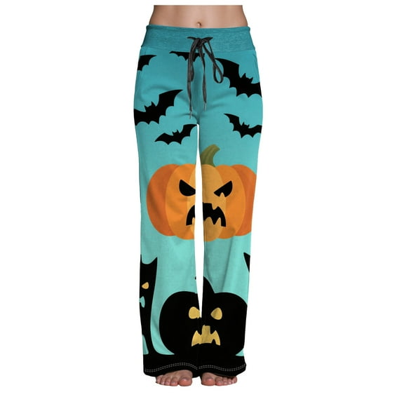 adviicd Cozy Halloween Pajama Pants for Women - Cute Baggy Sweatpants Lounge Outfits (Mint Green, S)