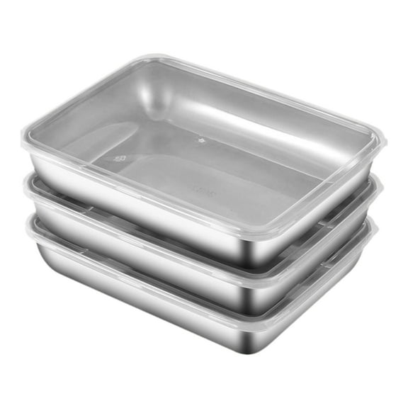 WeiLaiKeQi 3 Pieces Food Storage Containers Stackable Stainless Steel Preservation Reusable