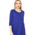 thumbnail image 4 of Women's Loose Fit 3/4 Sleeve Round Neck Jersey Knit A-Line Solid Midi Dress, 4 of 4