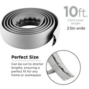 Cordinate 10 Ft Floor Cord Cover, Rubber, Low Profile, Cable Protector, Gray, 49627