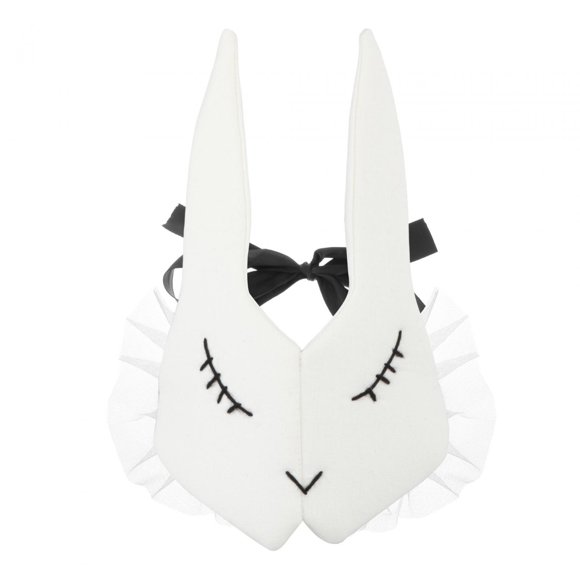 Máscara de Orejas de conejo Sunnimix de Pascua Blanco con borde de encaje