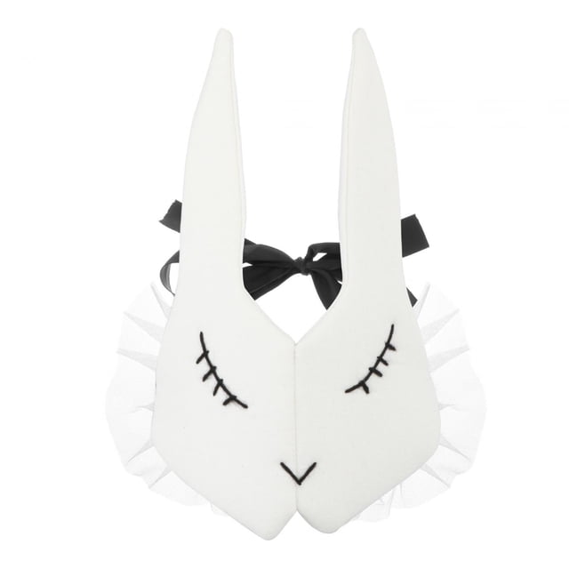 Máscara de Orejas de conejo Sunnimix de Pascua Blanco con borde de encaje