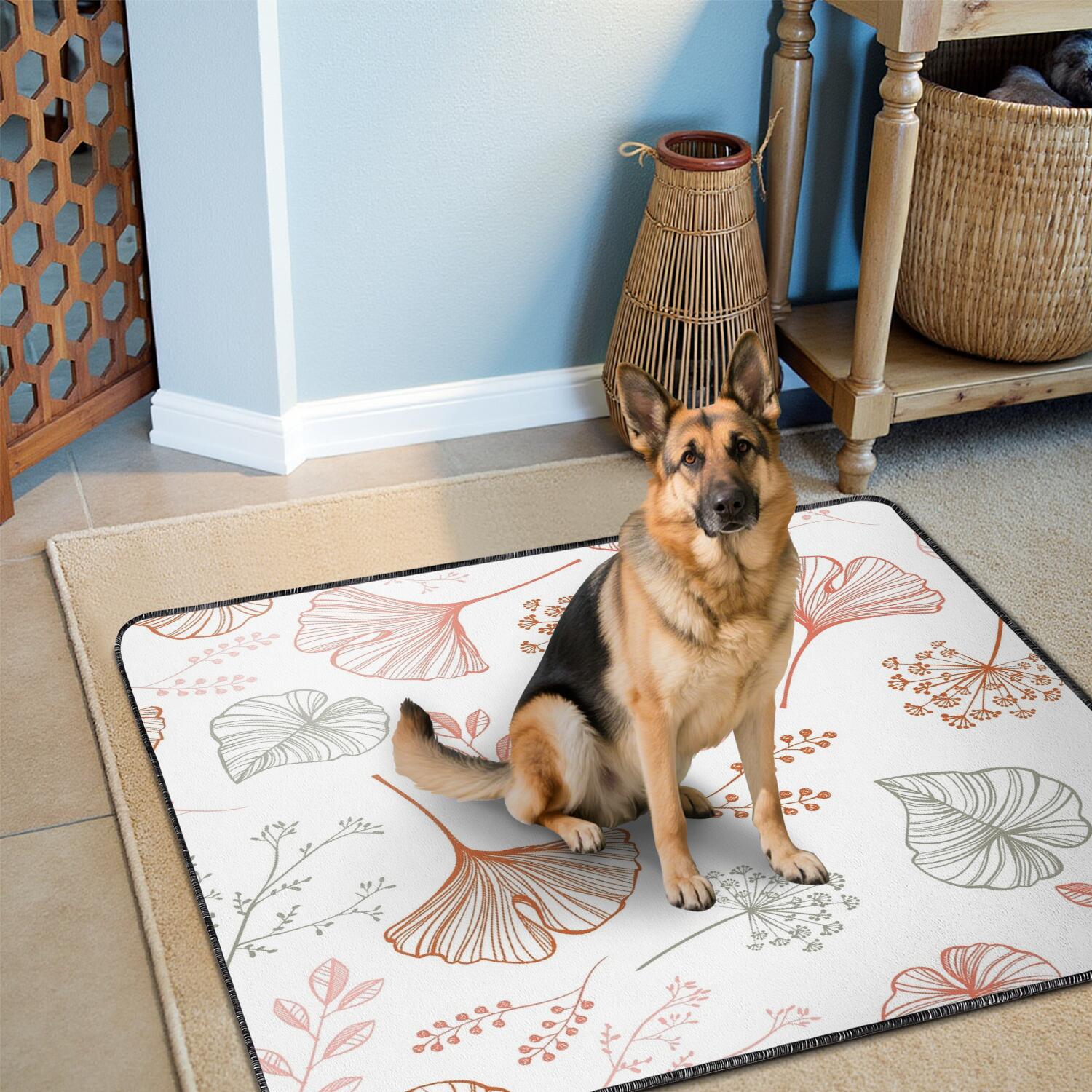Floral Design Reusable Puppy Pads 2-Pack 48x48 Inch Washable House Training Mats, Highly Absorbent Dog Crate Liners for Large Floor Protection