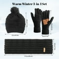 thumbnail image 6 of Bocaoying Womens Winter Beanie Scarf Gloves Set, Pom Pom Hat with Warm Fleece Lined Long Knit Scarf Touchscreen Gloves for Cold Weather, 6 of 7