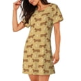 thumbnail image 2 of Balery Dachshund Dog Puppy Camisón de manga corta con cuello redondo para mujer, cómodo y elegante., 2 of 6