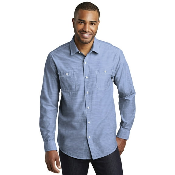 Port Authority W380 Slub Chambray Shirt, Mens Casual Button Down Shirts