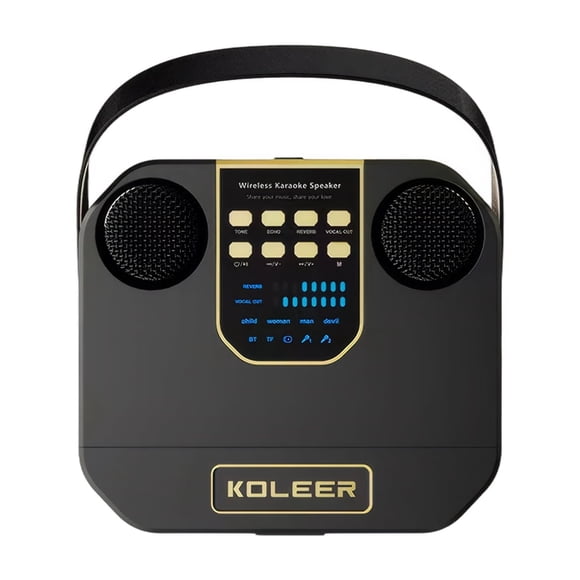 Cateissary Altavoz Bluetooth con sonido de alta para fiestas y pantalla de doble volumen con reverberación para acampar Cables de audio/vídeo negro
