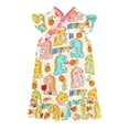 thumbnail image 2 of Robe Fille Été Style Chinois Manches à Volants Robe Décontractée Légère Respirante Imprimé Mode Rose 5 Ans-6 Ans, 2 of 3