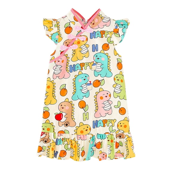 MEZZALL Girls Summer Dresses For Outdoor Play Comfortable Round Neck Elastic Toddler Dress Age 2 7 Years Lightweight Breathable Casual Outfit Comfort Baby Wear