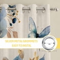 thumbnail image 6 of Vintage Blue Floral Kitchen Curtains Window Panels, Butterflies Watercolor Flower Linen Insulated Window Treatment Curtain, Grommet Curtains for Bedroom/Living Room/Bathroom, 2 Piece 27.5"Wx39"L, 6 of 8