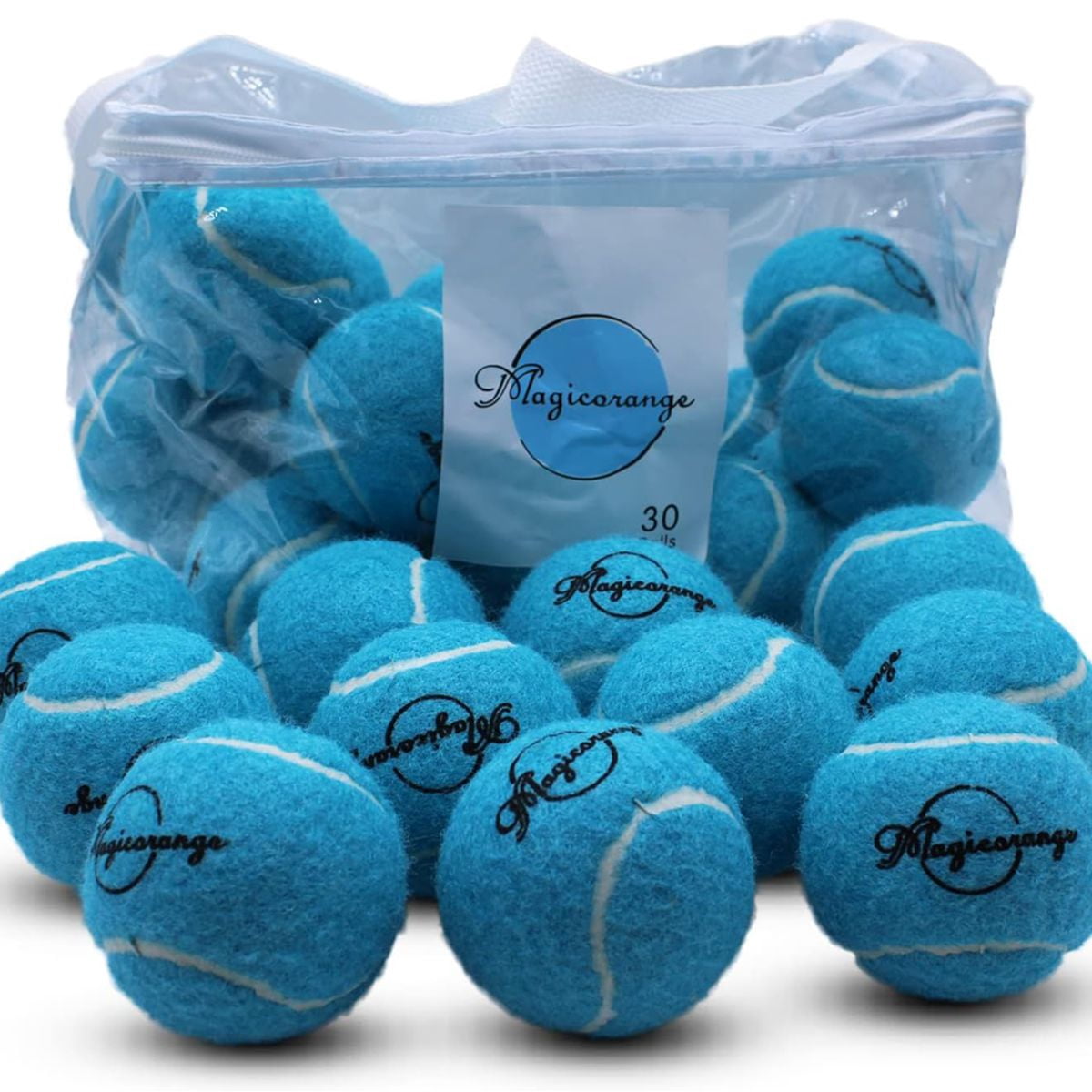 Magicorange Tennis Balls 30 Pack, 2.58 Inch Advanced Training Practice Balls for Beginner, Pet Dog Playing Balls (Light Blue)
