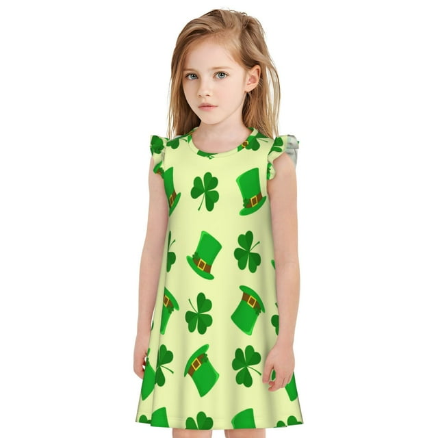 Vsdgher Chemises de Nuit pour Filles de la Saint-Patrick Manches Courtes à Volants Robe de Nuit Pyjama pour Fête Pyjama-TTG
