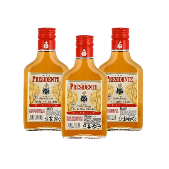 Pack de 3 Brandy Presidente clasico 200ml