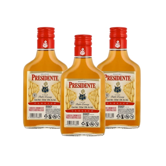 Pack de 3 Brandy Presidente clasico 200ml
