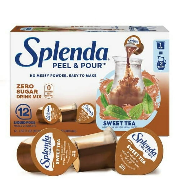 Splenda Peel and Pour Zero Calorie Drink Mix, Sweet Tea, Naturally Flavored Sugar Free Concentrate, 12 Multi Serve Liquid Pitcher Pods