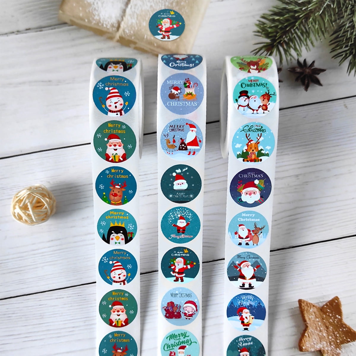 50 Autocollants Déco Noël - Stickers Mignons (Père Noël, Renne...) Pour Emballage Cadeaux, Cartes, Scrapbooking - 3