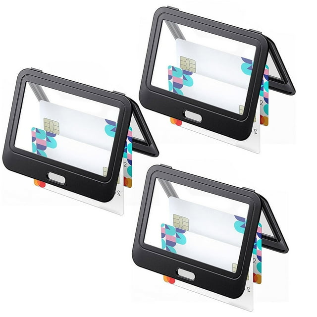 Visland 3 Pcs ID Badge Holder with Double-Sided Windows Horizontal Hard Transparent Plastic Case Office ID Card Protector