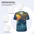 thumbnail image 3 of Zufioo Palm Trees Print Men's Baseball Short Sleeve, Moisture Wicking Button-Down Hip Hop Tee-Large, 3 of 7