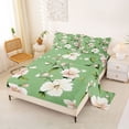 thumbnail image 2 of Erosebridal Dreamy White Flower Queen Sheet Sets for Girls, GreenBed Set, 4 Pieces, 1 Flat Sheet 1 Fitted Sheet and 2 Pillowcases, 2 of 5