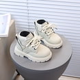 thumbnail image 6 of Babcutegg Toddler Girls Ankle Leather Boots Lace Up Low Heel Non Slip Shoes Fall Winter Fashion Martin Boots Beige Size 12.5 Little Kid, 6 of 8