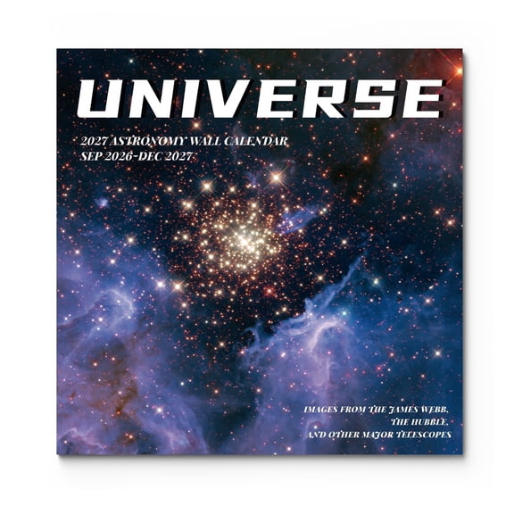 SUNEE Calendar 2026-2027 for Wall, 2027 Large Wall calendar 12x12 Inches with 16 Months from September 2026 to December 2027, Thick Glossy Paper, 12" x 24" (Open), Space, Universe