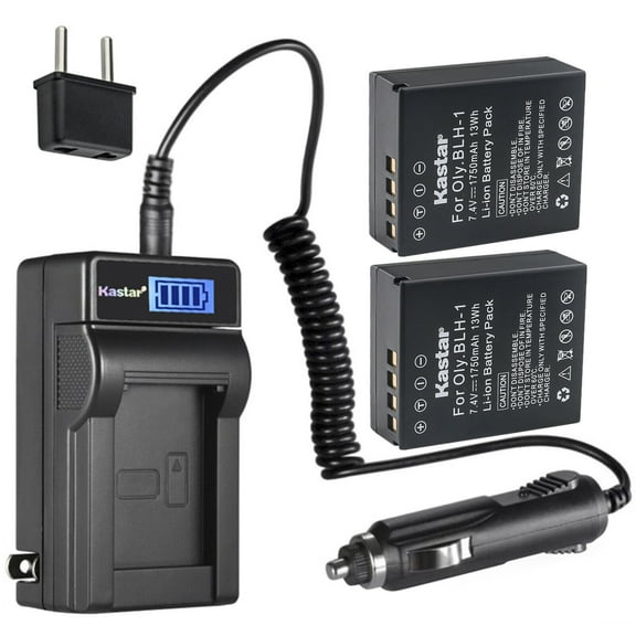 Kastar 2-Pack Fully Decoded Battery and LCD AC Charger Compatible with Olympus BLH-1, BLH-01, PS-BLH1, BCH-1, OM-D E-M1 Mark II, OM-D EM1 Mark II, OM-D E-M1 MARKII, OM-D E-M1 MARK2, OM-D E-M1X EM1X