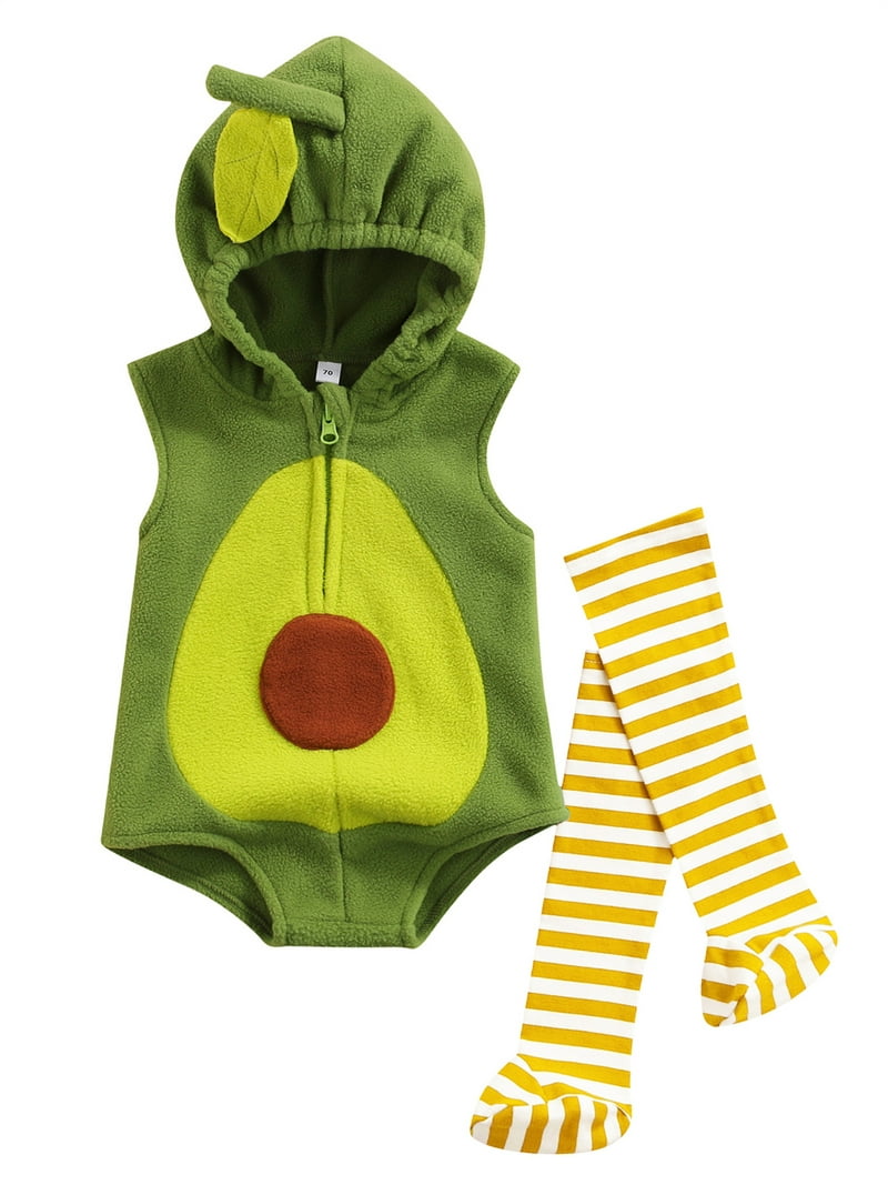 Inevnen Unisex Baby Avocado Costume, Velvet Onesie for Infant Boys - Main Image