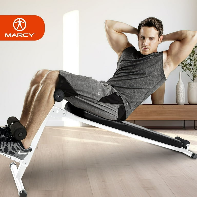 Marcy Folding Utility Bench Slant Board w Headrest for Home Gym Exercise