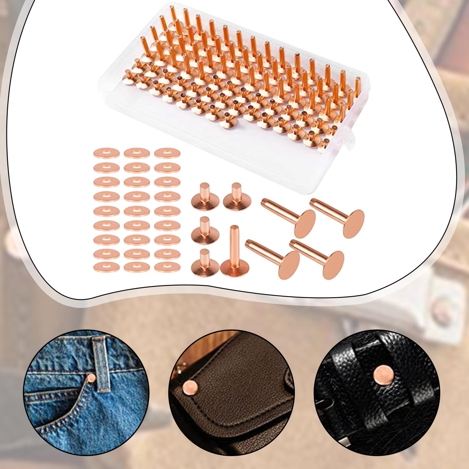 GUOOL Rivets for Leather Burrs Washers without Pattern Smooth Rivet Setting Tool Fastener Kit for Clothing Belts Strap Jeans Jacket